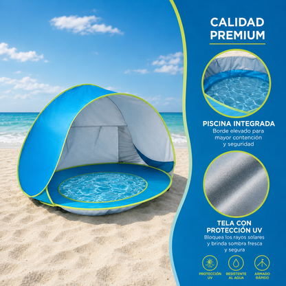 Carpa de playa con piscina para bebés