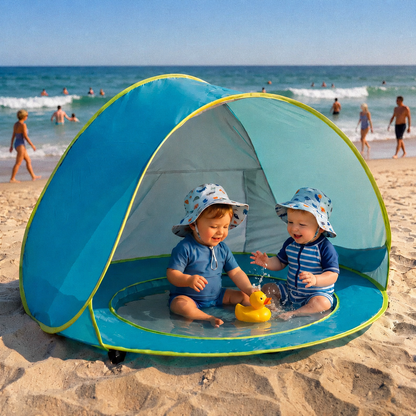 Carpa de playa con piscina para bebés