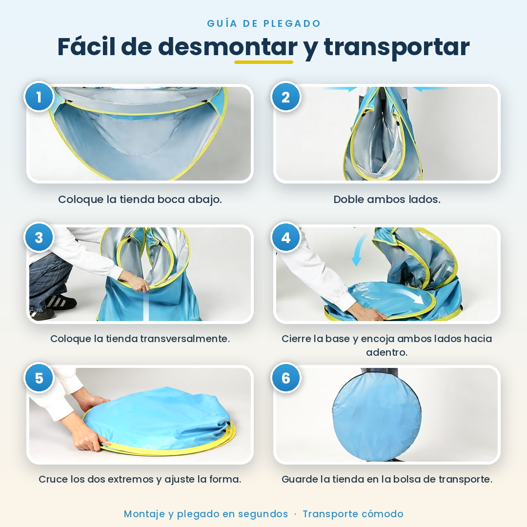 Carpa de playa con piscina para bebés